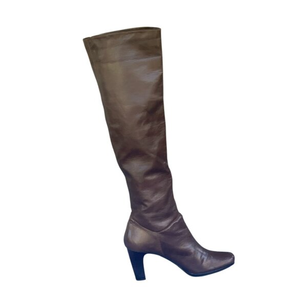 Liz Claiborne “Flex” Brown Tall Knee High Leather Heeled Boots- Womens 9.5 M - Picture 7 of 16